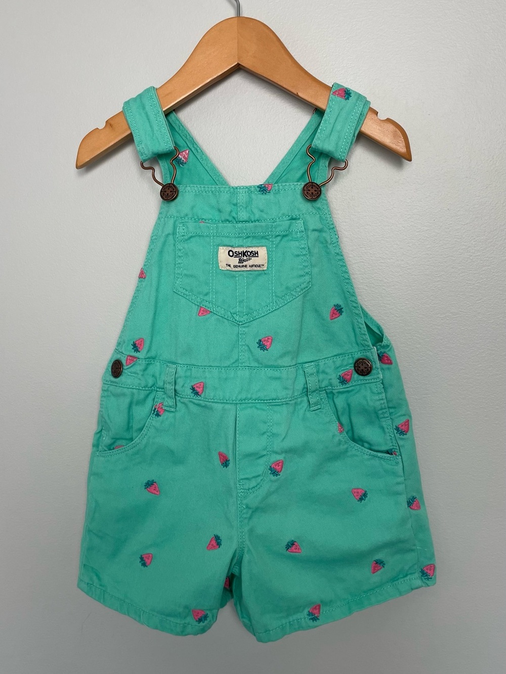 OshKosh B'gosh Strawberry Embroidered Shortalls - 3T